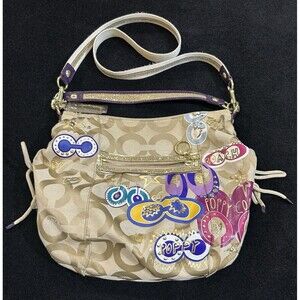 Coach Signature 15311 Jazzy Poppy Multi Canvas Shoulder  Handbag Purse